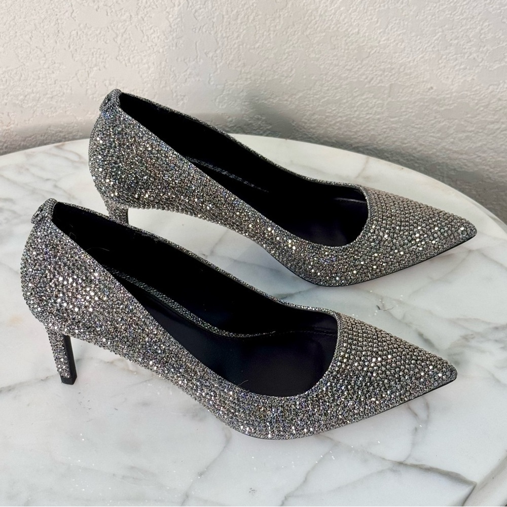 Michael Kors Alina Flex Gunmetal,Heels, Pumps, individual dazzling rhinestone’s - Picture 7 of 12
